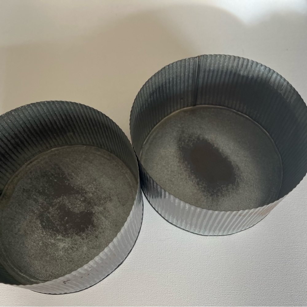 Two Ribbed Metal Round Bowl Containers - Picture 12 of 12